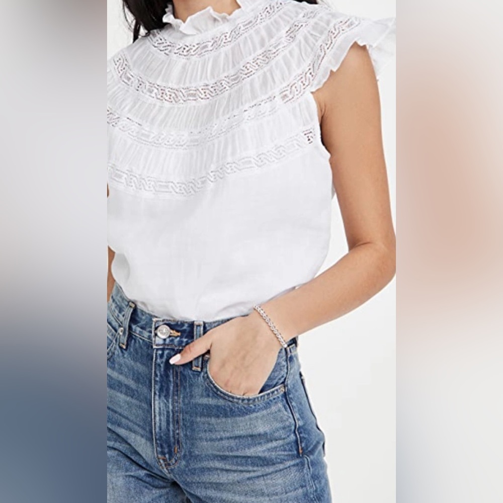 Frame cotton lace trim blouse